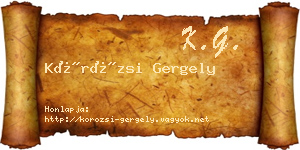 Körözsi Gergely névjegykártya